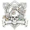 headstone in loving memory tattoo design idea
