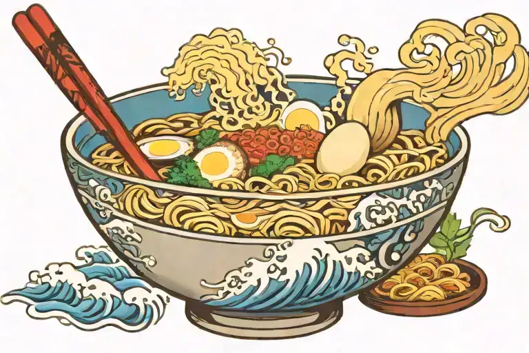 ramen bowl with wave inside tattoo design idea