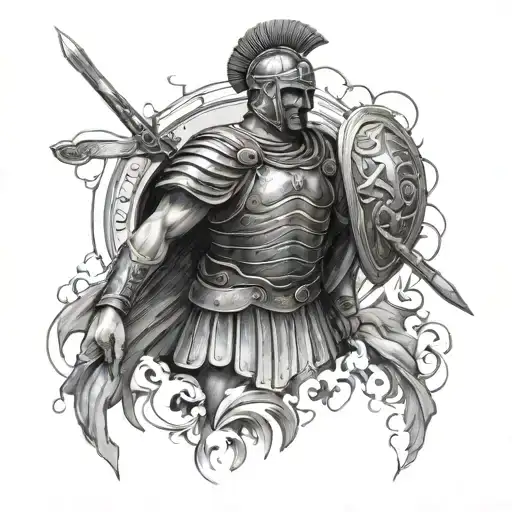 Roman soldier tattoo design idea