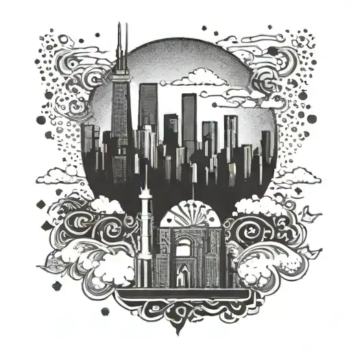 Incorporate Chief Keef's lyrics into a dotwork tattoo of the Chicago skyline tattoo design idea