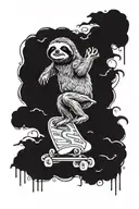 sloth riding skateboard deck tattoo design idea