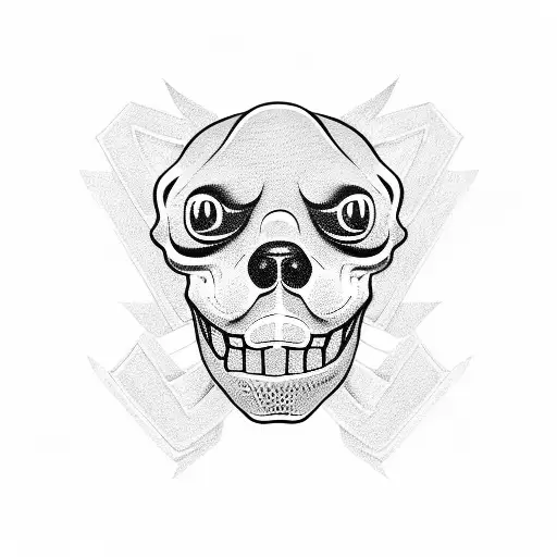 dog with skeleton tattoo design idea