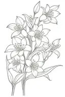 bouquet of three flowers: snowdrop, lily of the valley, poppy tattoo design idea