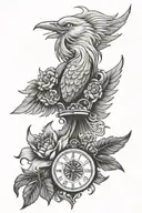 glasshour, calendar, and Phoenix tattoo design idea