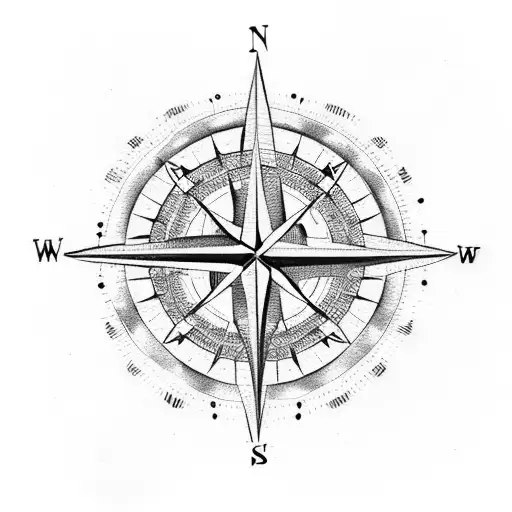 Compass with a ditrectional arrow tattoo design idea