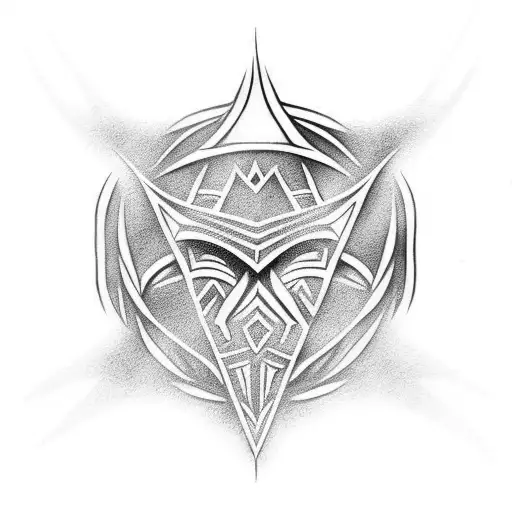 tribal tramp stamp incorporating the Skyrim logo tattoo design idea