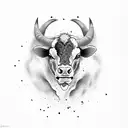 matador fighting bull tattoo design idea
