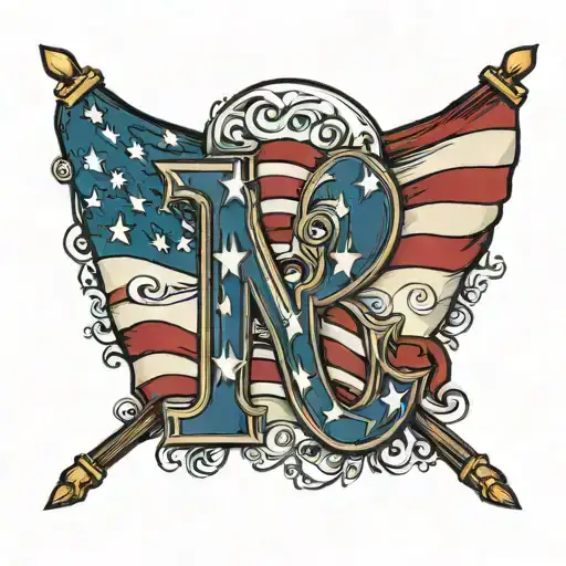 American flag  letter Q tattoo design idea