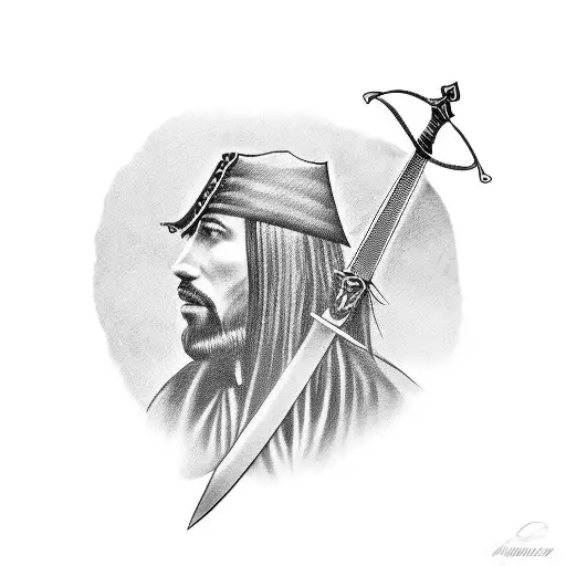 A gaucha sword crossed with a traditional gaucho knife tattoo design idea