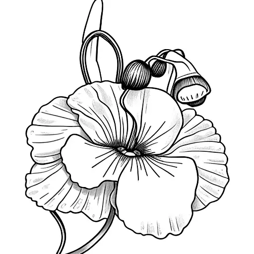 poppy flower with snowdrop flower tattoo design idea