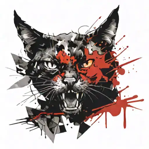 cat from hell hound tattoo design idea