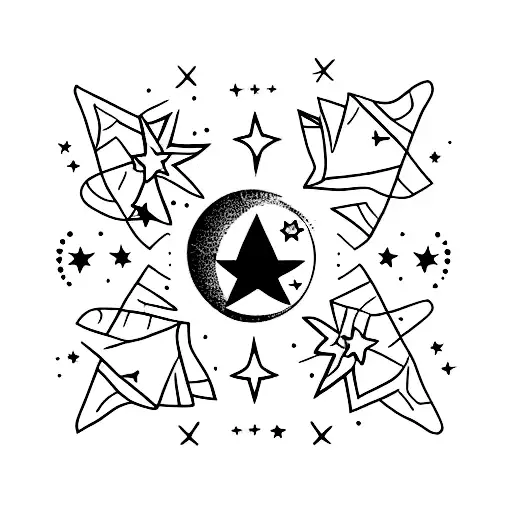 number seven with stars tattoo design idea