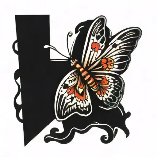 cross and semicolon butterfly tattoo design idea