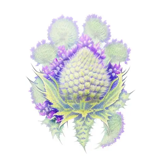bluebonnet and purple thistle  tattoo design idea