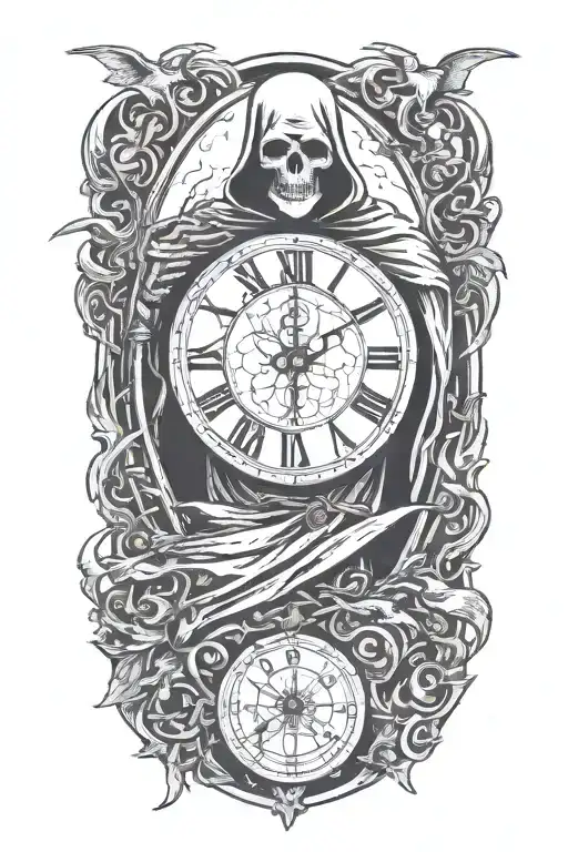 Reaper with a clock tattoo design idea