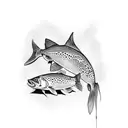 two trout fish tattoo design idea