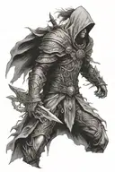 fantasy warrior, Hood, Wings, mistborn, salvation, condemnation  tattoo design idea