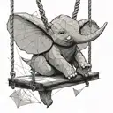 Dumbo on a swing tattoo design idea