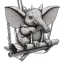 Dumbo on a swing tattoo design idea
