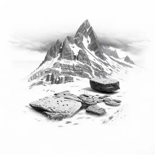 Rocky mountain scene reflecting grief of dad dying from covid tattoo design idea