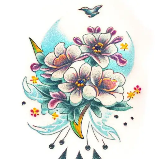 little flowers and flowers tattoo design idea
