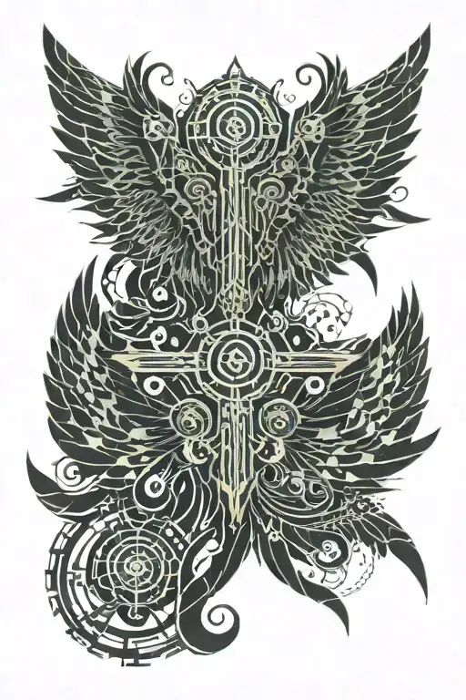 Angel and demon wings spread wide half angel half tattoo design idea