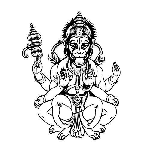 hanuman with mantras tattoo design idea