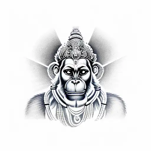 hanuman with mantras tattoo design idea