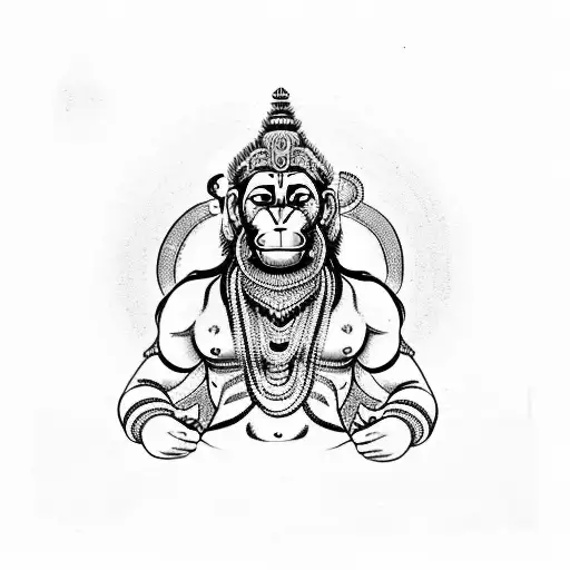 hanuman with mantras tattoo design idea