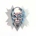 demon with skull in right hand tattoo design idea