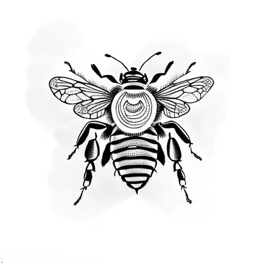 honey bee with honeycombs tattoo design idea