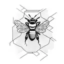 bumble bees with honey combs tattoo design idea