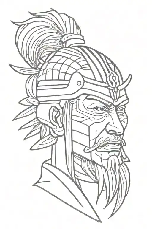 Samurai head tattoo design idea