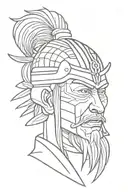 Samurai head tattoo design idea