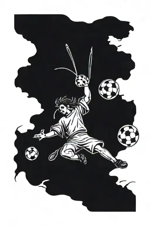Sicilian Trinacria, soccer ball, sewing needle, cigarette, Aquarius tattoo design idea