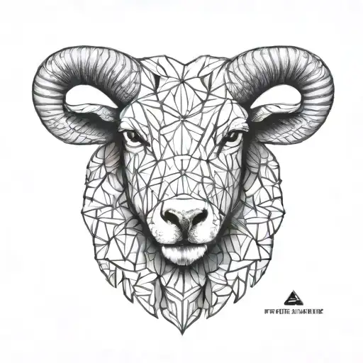 symmetrical sheep head tattoo design idea