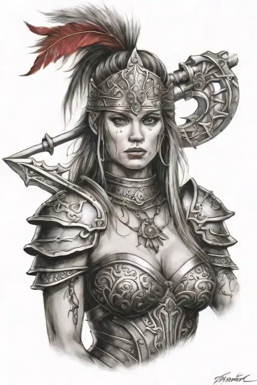 sexy  warrior lithuainian  princess  tattoo design idea