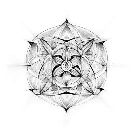 Sacred geometry intertwined with religious quotes tattoo design idea