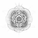 Sacred geometry intertwined with religious quotes tattoo design idea