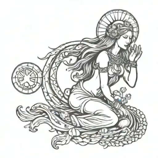 Aquarius astrology that protects tattoo design idea