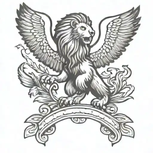 lion and eagle soaring tattoo design idea