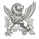 lion and eagle soaring tattoo design idea
