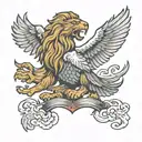 lion and eagle soaring tattoo design idea