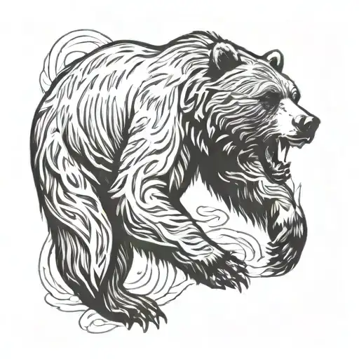 grizzly bear with jin jang tattoo design idea