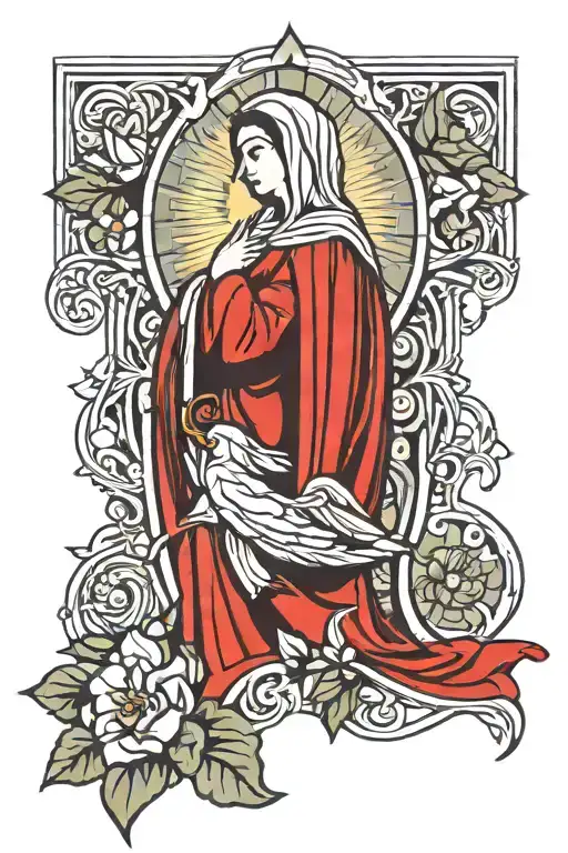Virgin Mary Art deco shoulder tattoo tattoo design idea