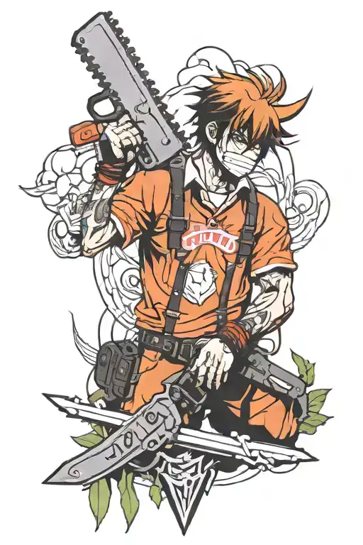 chainsaw man anime tattoo design idea