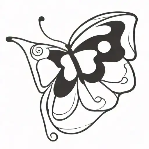 side view butterfly in flight tattoo design idea
