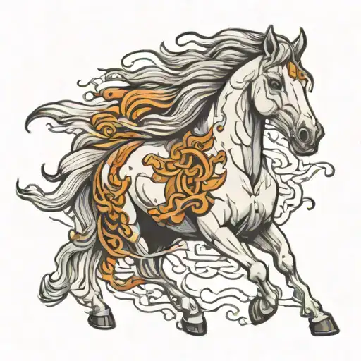 ghostly horse running tattoo design idea