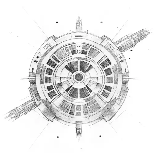 lightsaber with millenium falcon tattoo design idea