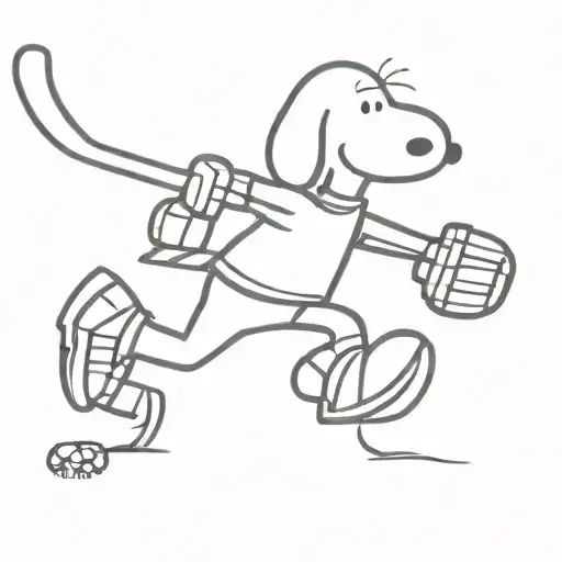 Snoopy with hockey goalie gear tattoo design idea
